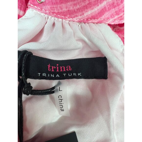 Trina Turk Womens Pink & White Striped Halter Shift Dress With Ruffle Hem Large - Picture 10 of 16